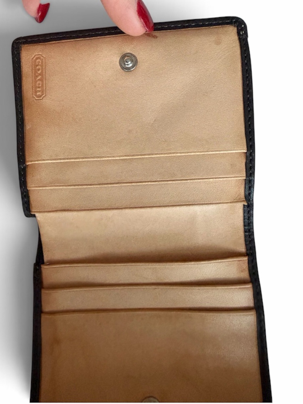 Coach Brown Signature Canvas Bifold Wallet with Buckle Accent - Picture 4 of 4